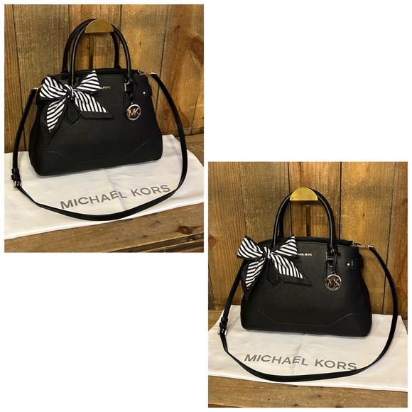 Michael Kors. 4 Piece Set: Lynn Satchel with Free Wristlet, Dust Bag & Scarf. - Picture 5 of 16